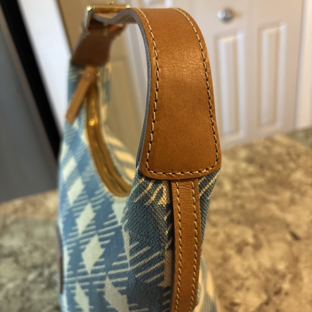 Vintage Y2K DOONEY & BOURKE Houndstooth Checkered Blue White Hobo Bag Purse VGUC - Picture 10 of 16